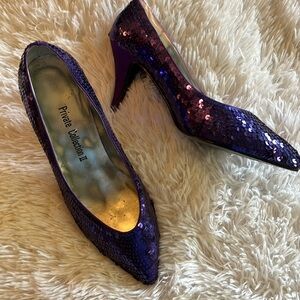 Gorgeous purple sequin heels shoes pumps 7.5 8 private collection II